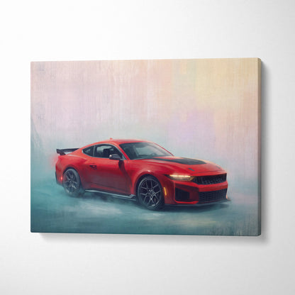 Ford Mustang Shelby Inspired Car Wall Art, Performance Muscle Car Canvas Print for Office