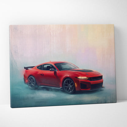 Ford Mustang Shelby Inspired Car Wall Art, Performance Muscle Car Canvas Print for Office