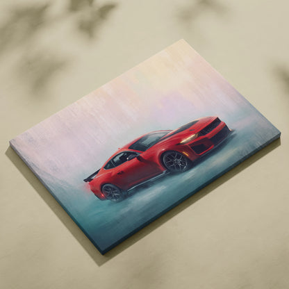 Ford Mustang Shelby Inspired Car Wall Art, Performance Muscle Car Canvas Print for Office