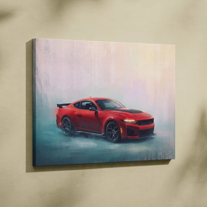 Ford Mustang Shelby Inspired Car Wall Art, Performance Muscle Car Canvas Print for Office