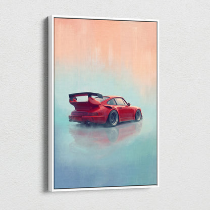 Porsche 911 Inspired Art Canvas, Retro Sports Car Wall Decor Poster