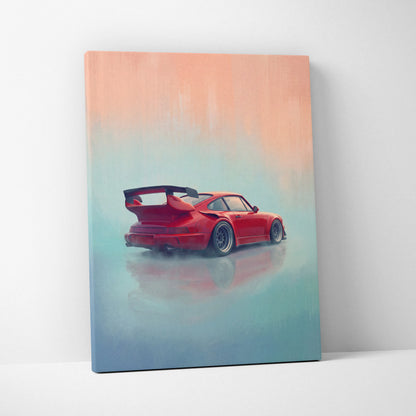 Porsche 911 Inspired Art Canvas, Retro Sports Car Wall Decor Poster