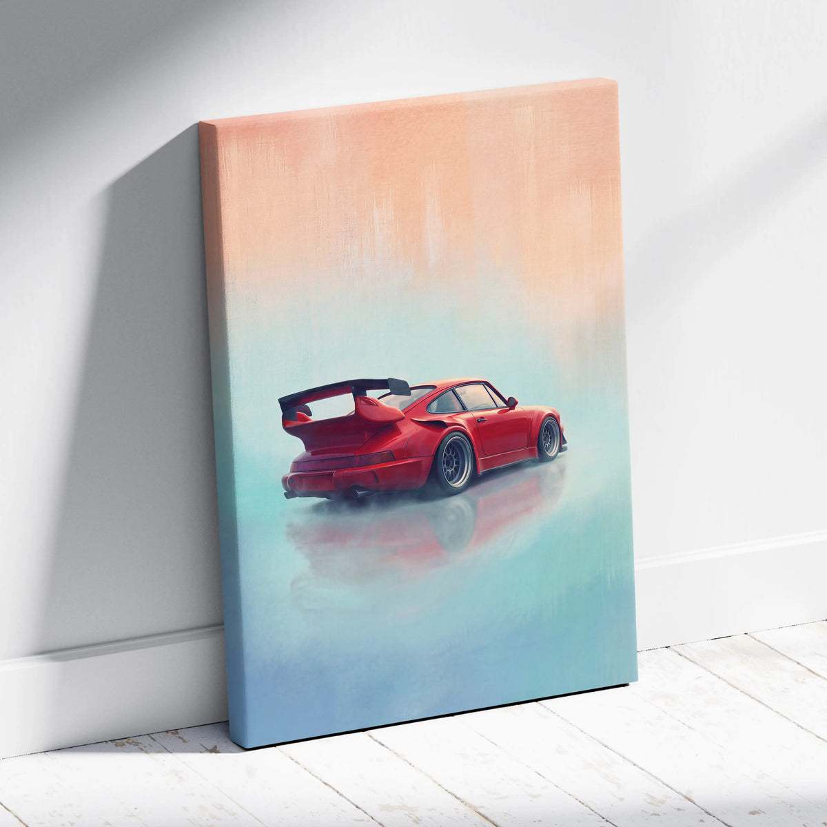 Porsche 911 Inspired Art Canvas, Retro Sports Car Wall Decor Poster