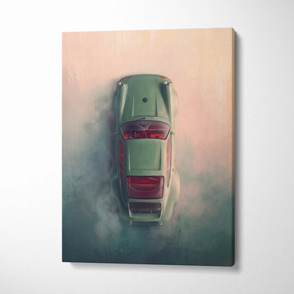 Porsche 911 Inspired Canvas Art, Retro Sports Car Wall Decor Poster