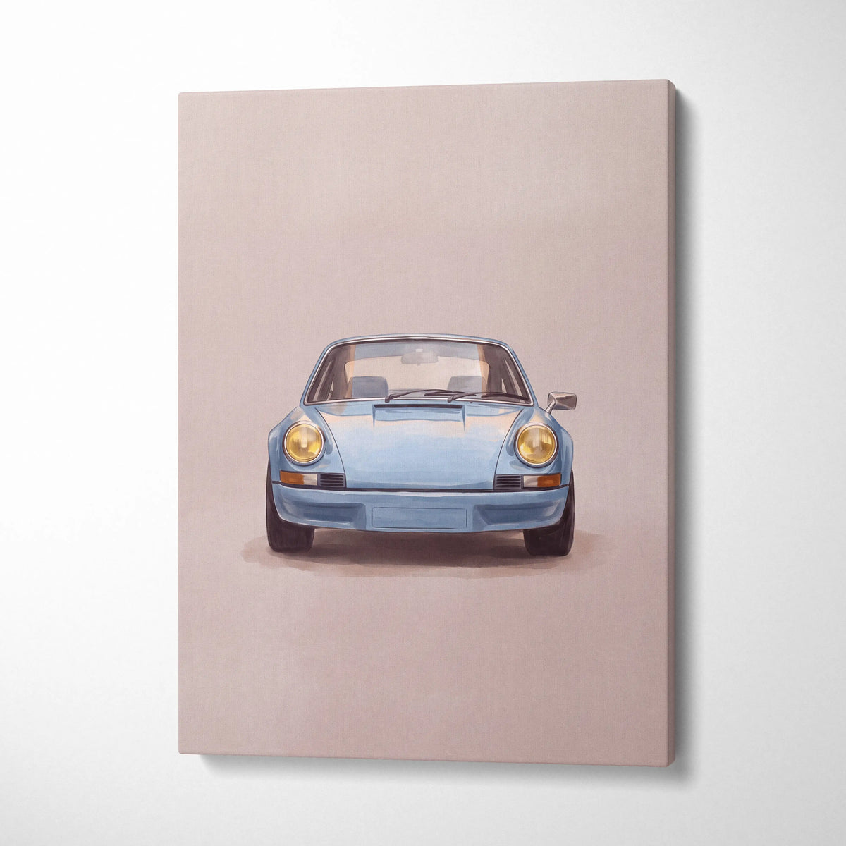 Light blue vintage porsche 911 inspired painting on canvas luxury car wall art decor for garage