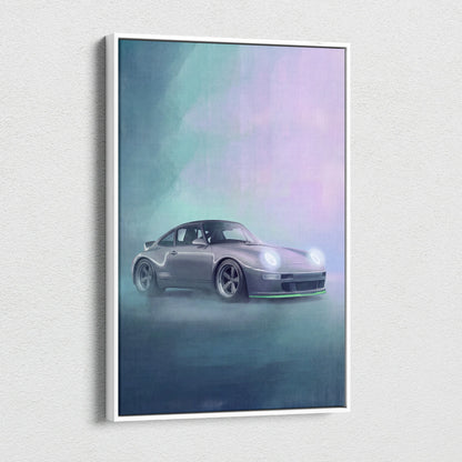 Porsche 911 Inspired Automotive Wall Art, Classic German Sports Car Canvas Art Print