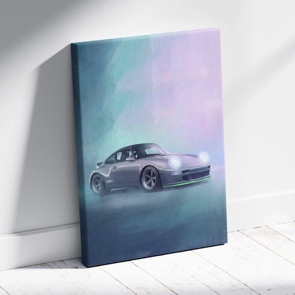 Porsche 911 Inspired Automotive Wall Art, Classic German Sports Car Canvas Art Print