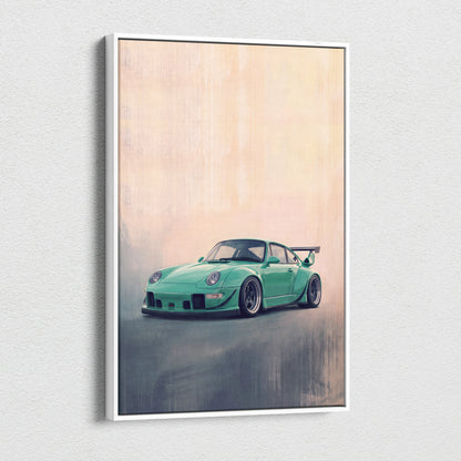 Porsche 911 Inspired Automotive Wall Art, Classic German Sports Car Canvas Art Print