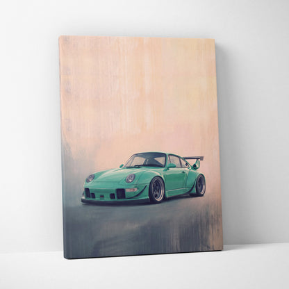 Porsche 911 Inspired Automotive Wall Art, Classic German Sports Car Canvas Art Print