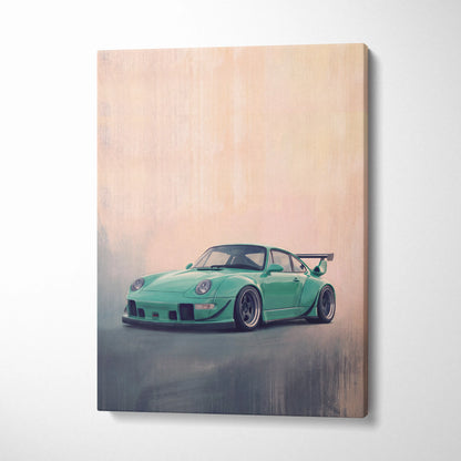 Porsche 911 Inspired Automotive Wall Art, Classic German Sports Car Canvas Art Print