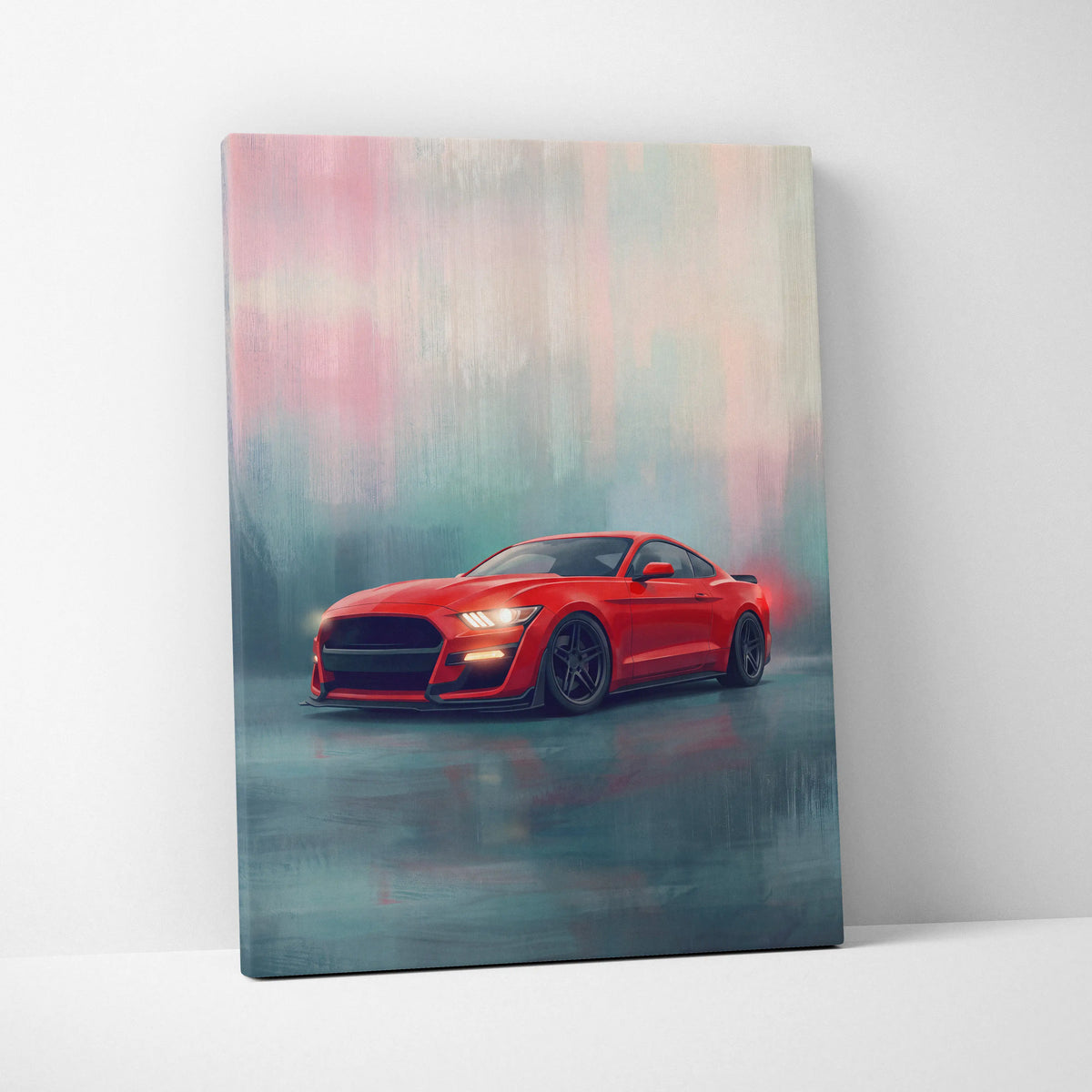 Ford Mustang Inspired Canvas Art, Modern Performance Tuner Wall Painting for Garage Decor