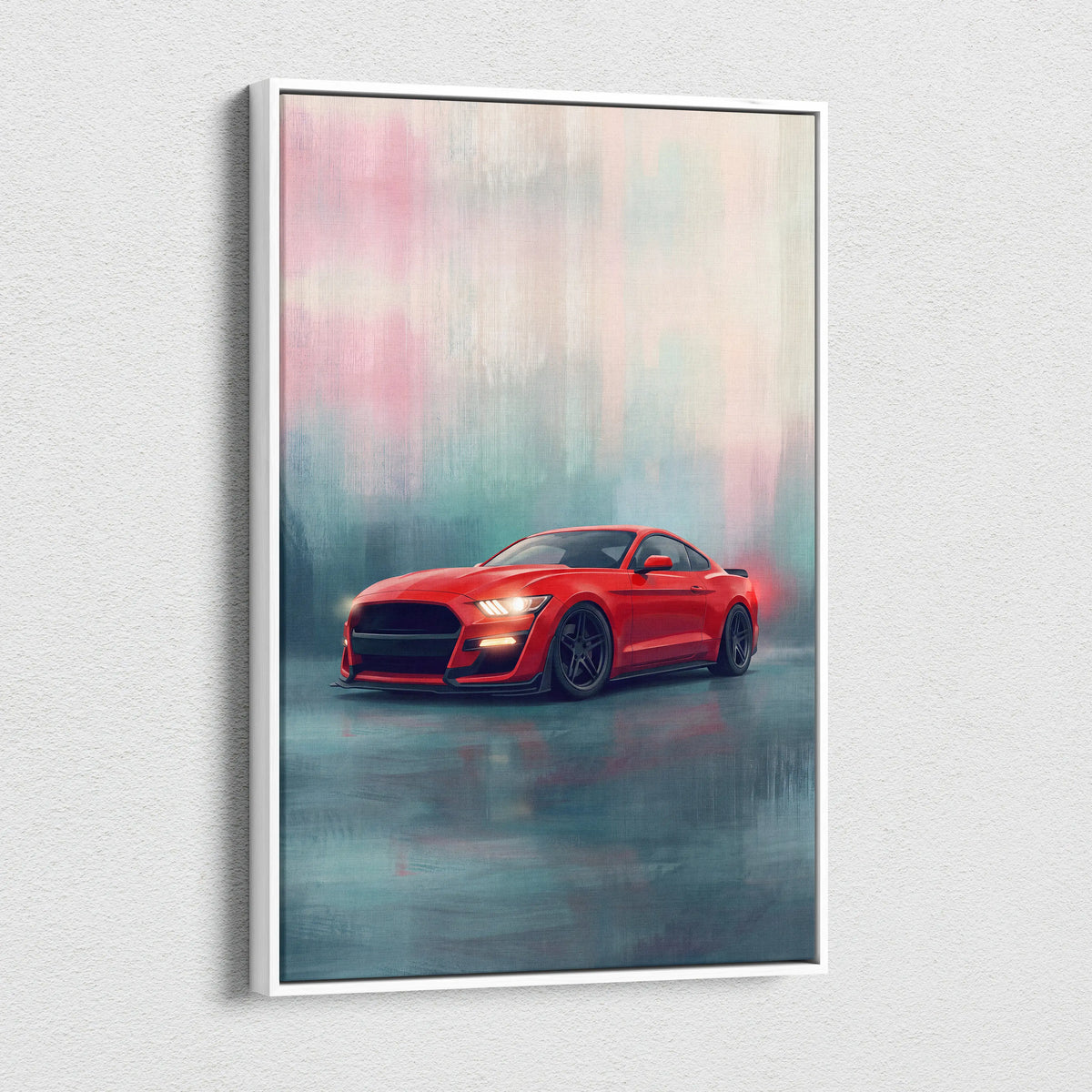 Ford Mustang Inspired Canvas Art, Modern Performance Tuner Wall Painting for Garage Decor