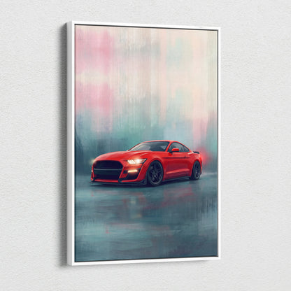 Ford Mustang Inspired Canvas Art, Modern Performance Tuner Wall Painting for Garage Decor