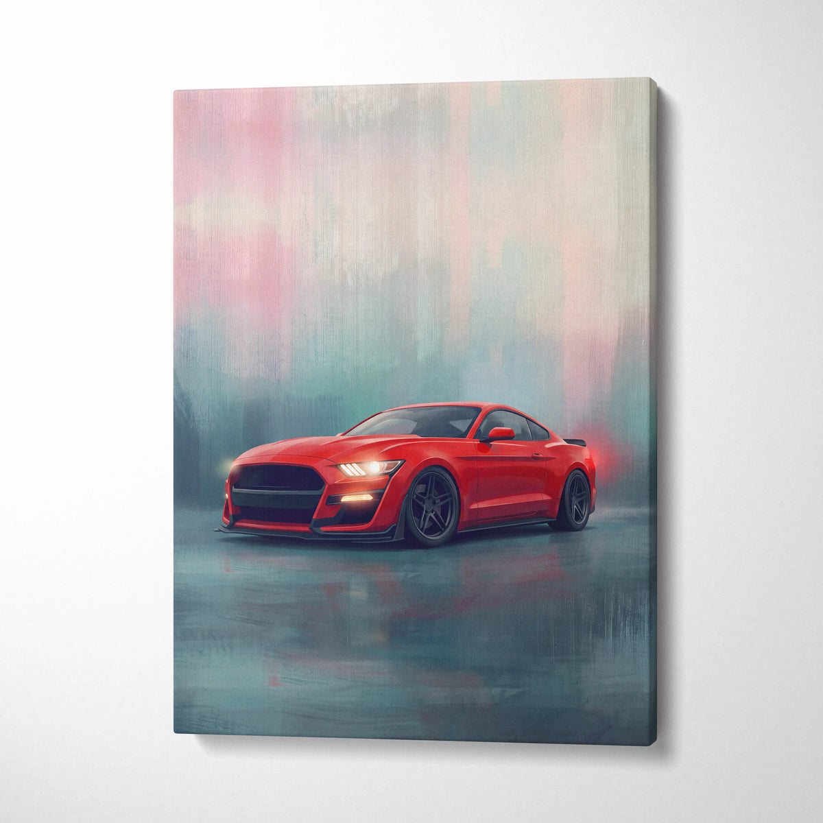 Ford Mustang Inspired Canvas Art, Modern Performance Tuner Wall Painting for Garage Decor