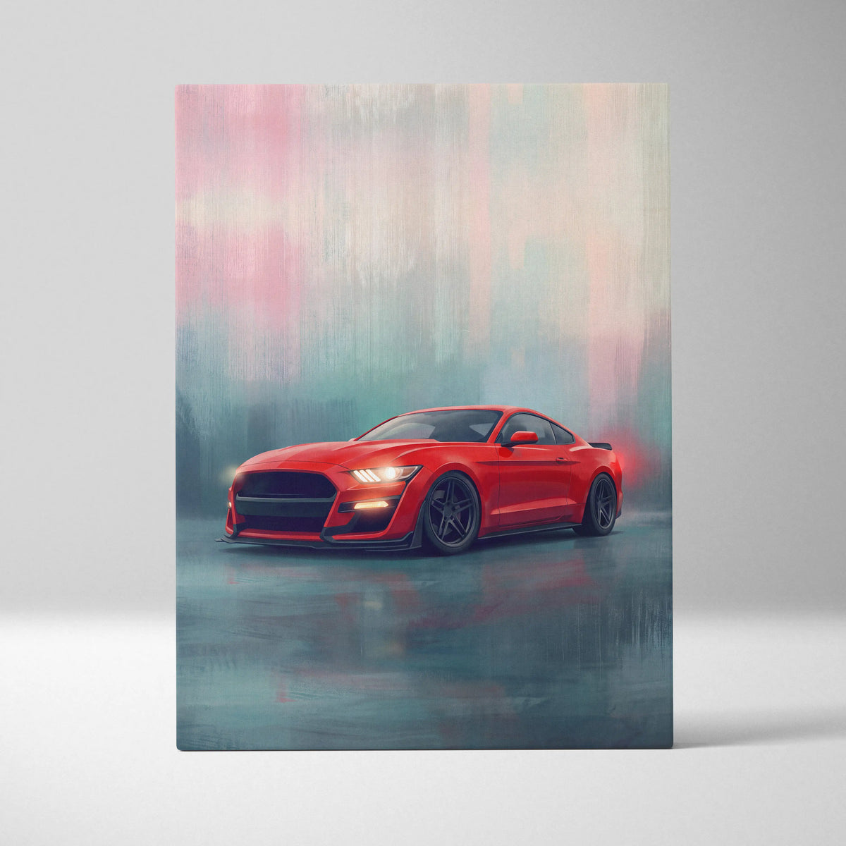 Ford Mustang Inspired Canvas Art, Modern Performance Tuner Wall Painting for Garage Decor