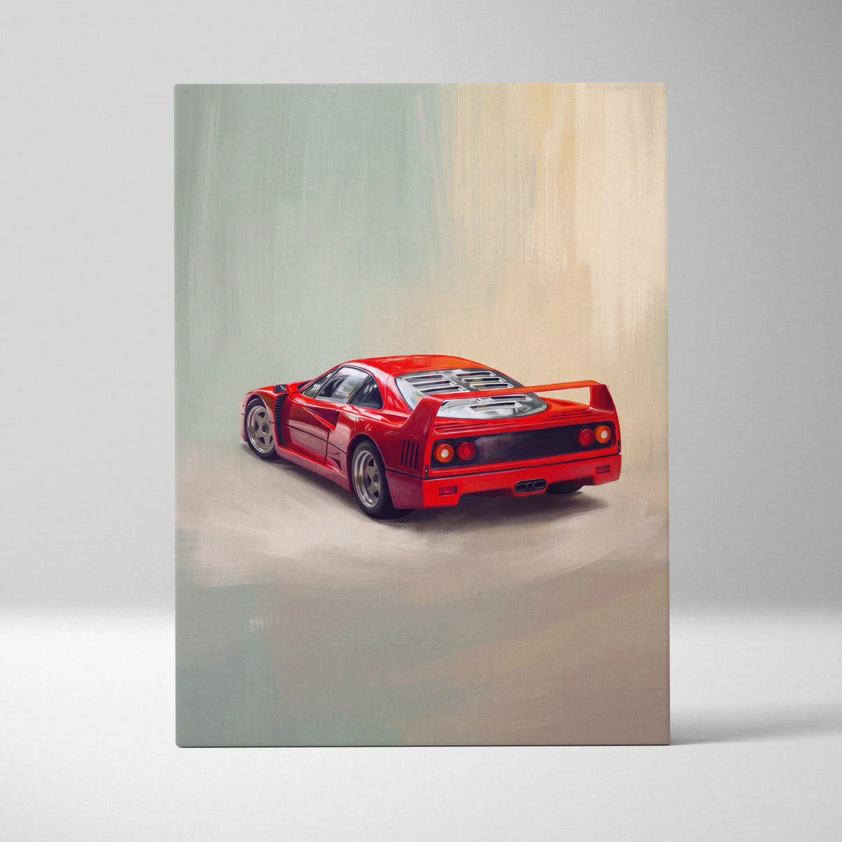 Ferrari F40 Inspired Canvas Art, Retro Supercar Wall Art Decor for Garage