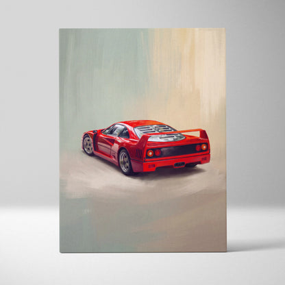 Ferrari F40 Inspired Canvas Art, Retro Supercar Wall Art Decor for Garage