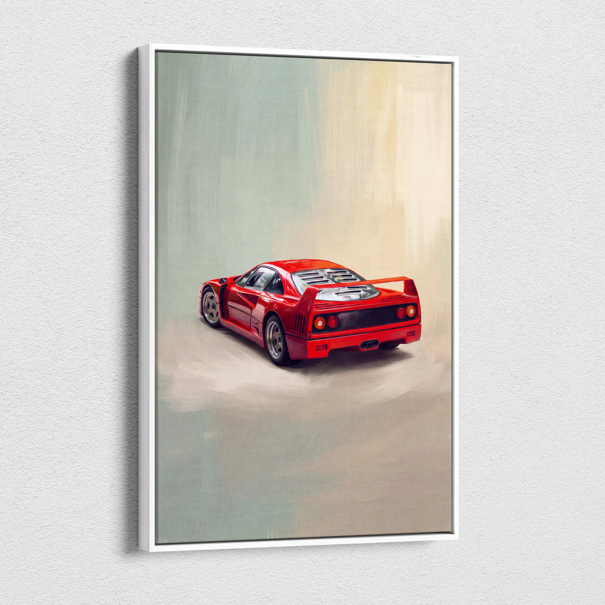 Ferrari F40 Inspired Canvas Art, Retro Supercar Wall Art Decor for Garage