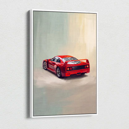 Ferrari F40 Inspired Canvas Art, Retro Supercar Wall Art Decor for Garage