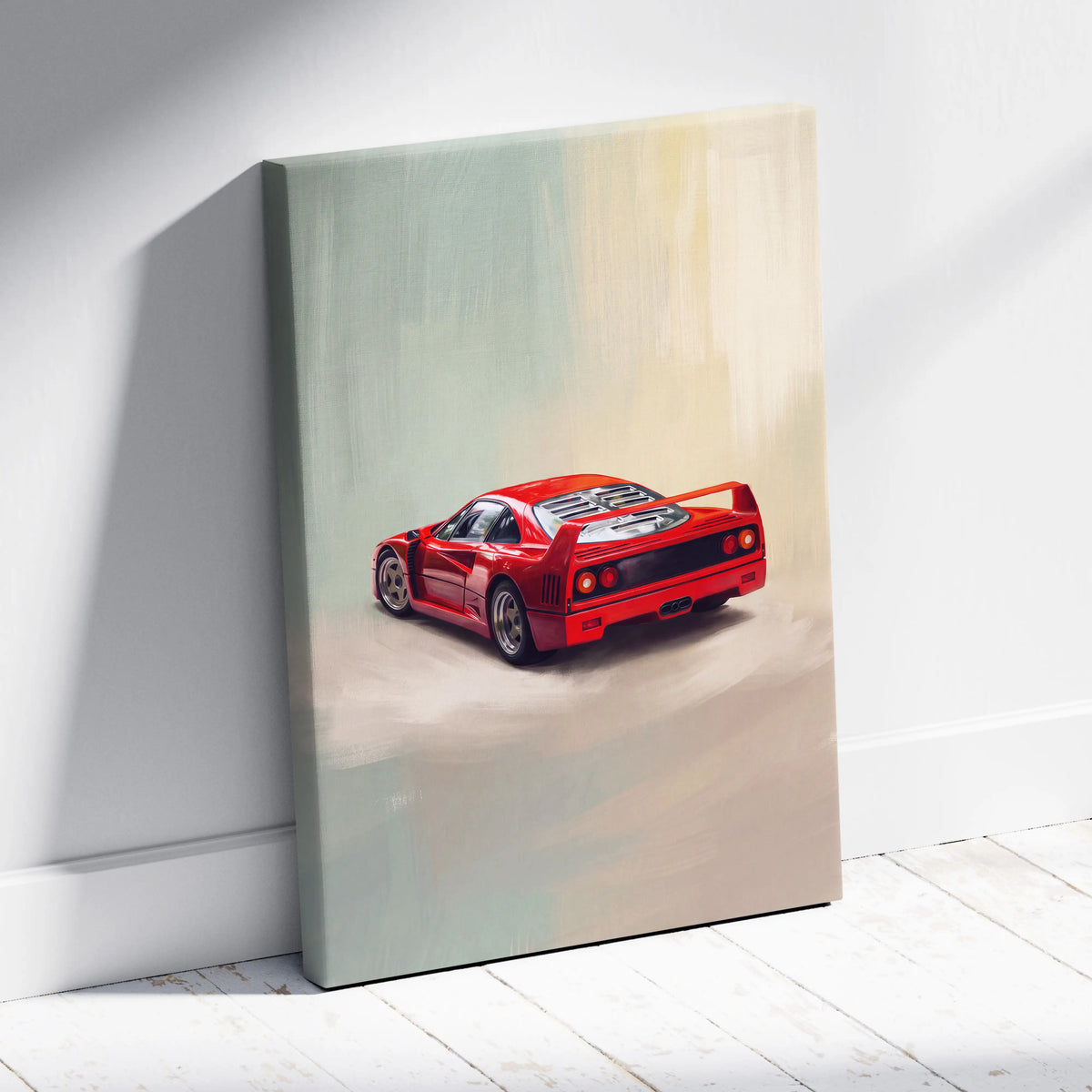 Ferrari F40 Inspired Canvas Art, Retro Supercar Wall Art Decor for Garage