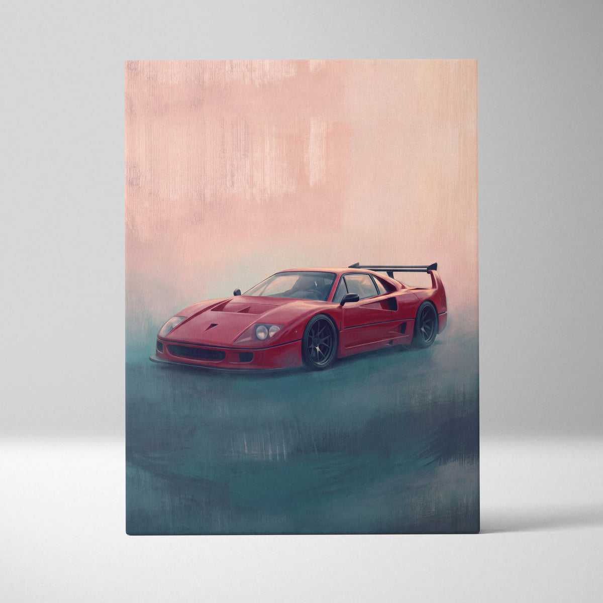 Ferrari F40 Inspired Canvas Art, Retro Supercar Wall Art Decor for Garage