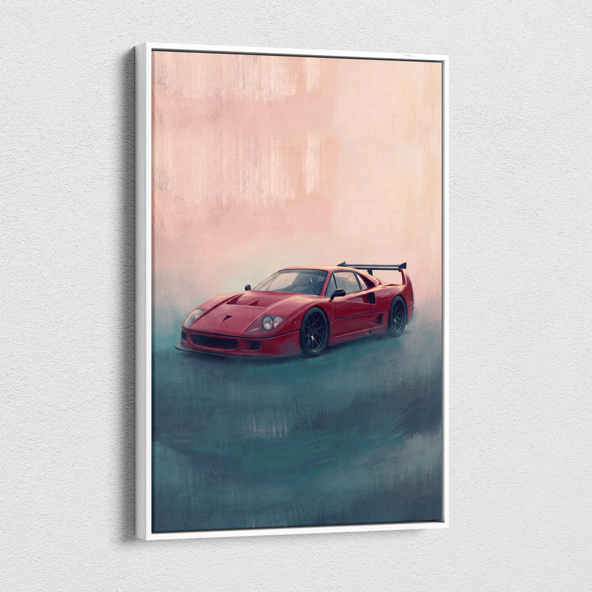 Ferrari F40 Inspired Canvas Art, Retro Supercar Wall Art Decor for Garage