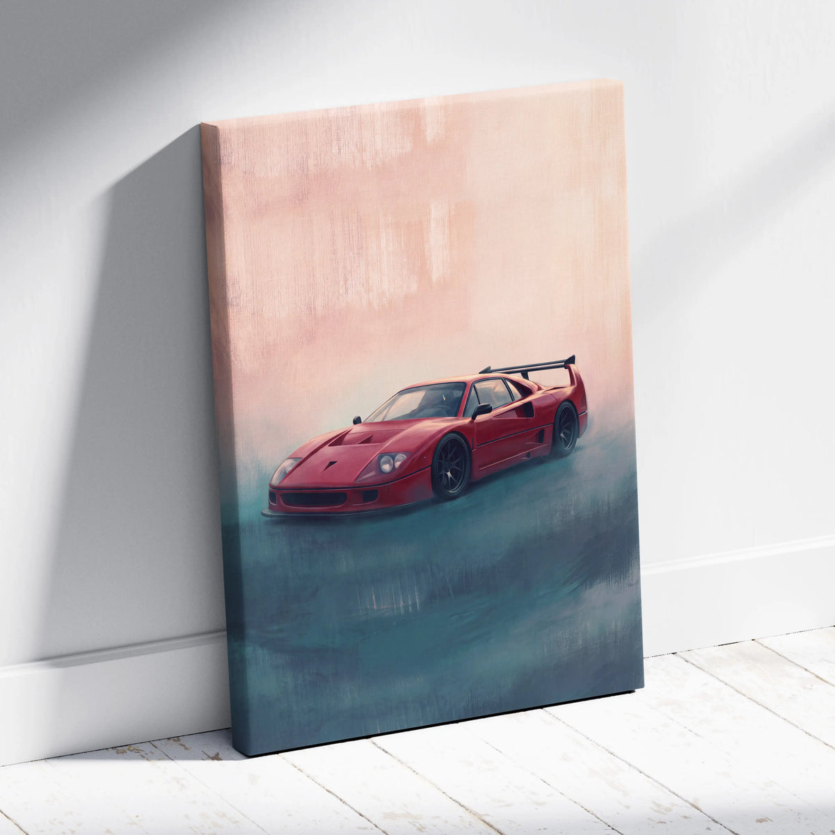 Ferrari F40 Inspired Canvas Art, Retro Supercar Wall Art Decor for Garage