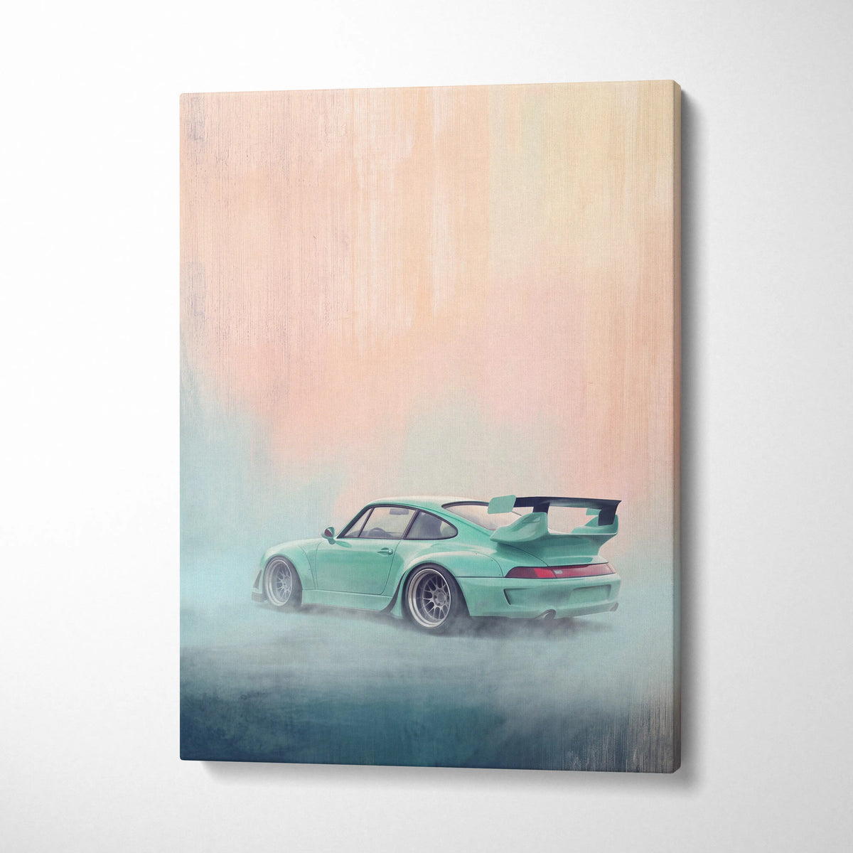 Porsche 911 Inspired Art Canvas, Retro Sports Car Wall Decor Poster