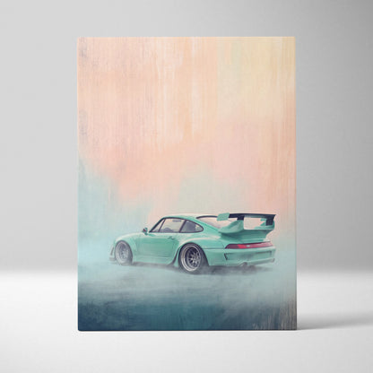 Porsche 911 Inspired Art Canvas, Retro Sports Car Wall Decor Poster