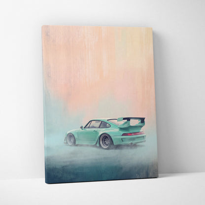 Porsche 911 Inspired Art Canvas, Retro Sports Car Wall Decor Poster