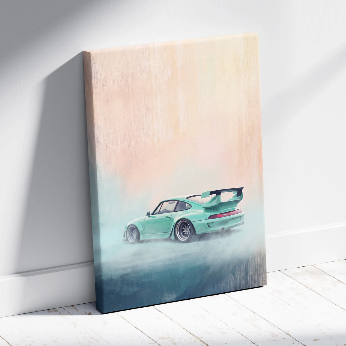 Porsche 911 Inspired Art Canvas, Retro Sports Car Wall Decor Poster