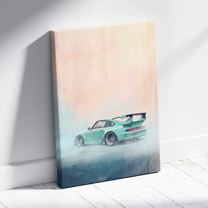 Porsche 911 Inspired Art Canvas, Retro Sports Car Wall Decor Poster
