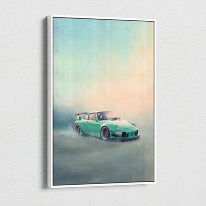 Porsche 911 Inspired Automotive Wall Art, Classic German Sports Car Canvas Art Print