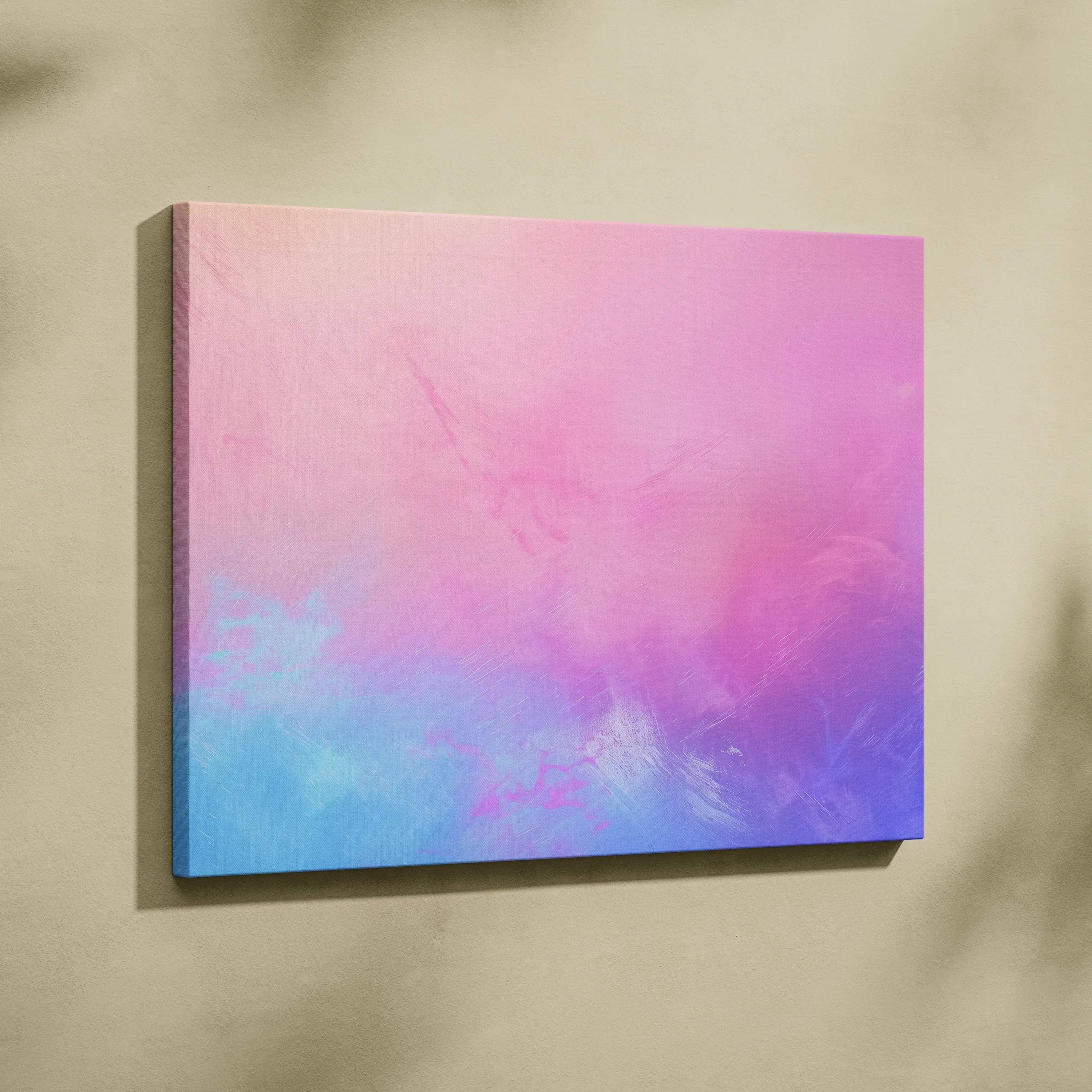 Abstract digital wall art canvas print with pink and blue gradient tones and subtle texture.