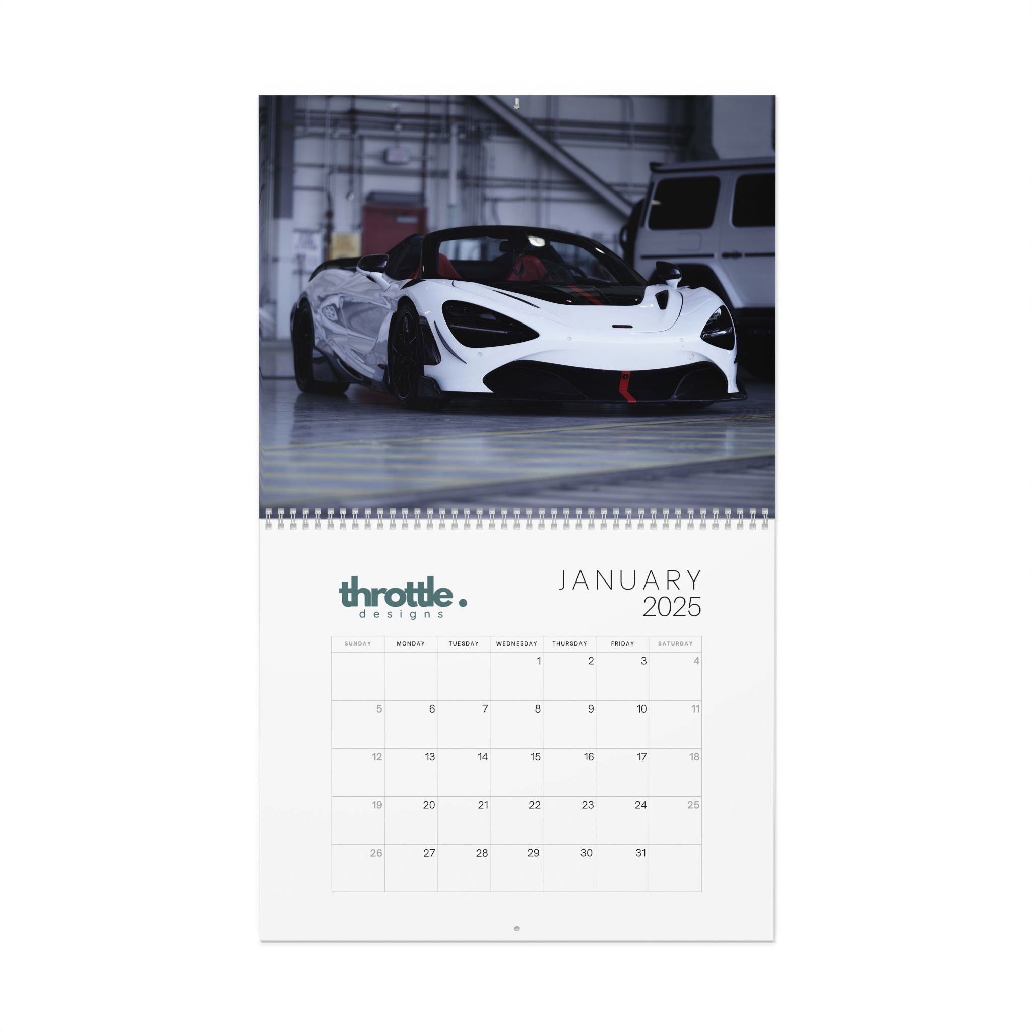 2025 Automotive Exotic Supercar Calendar V2 - White Edition - Throttle Designs