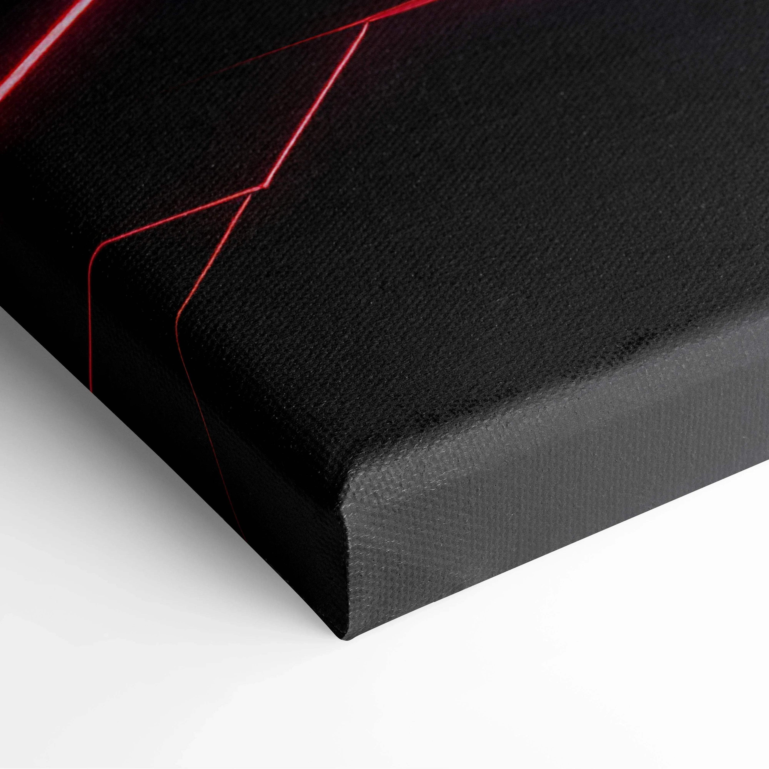 Black canvas print featuring a red glowing line design with purple and pink neon geometric lightscape details