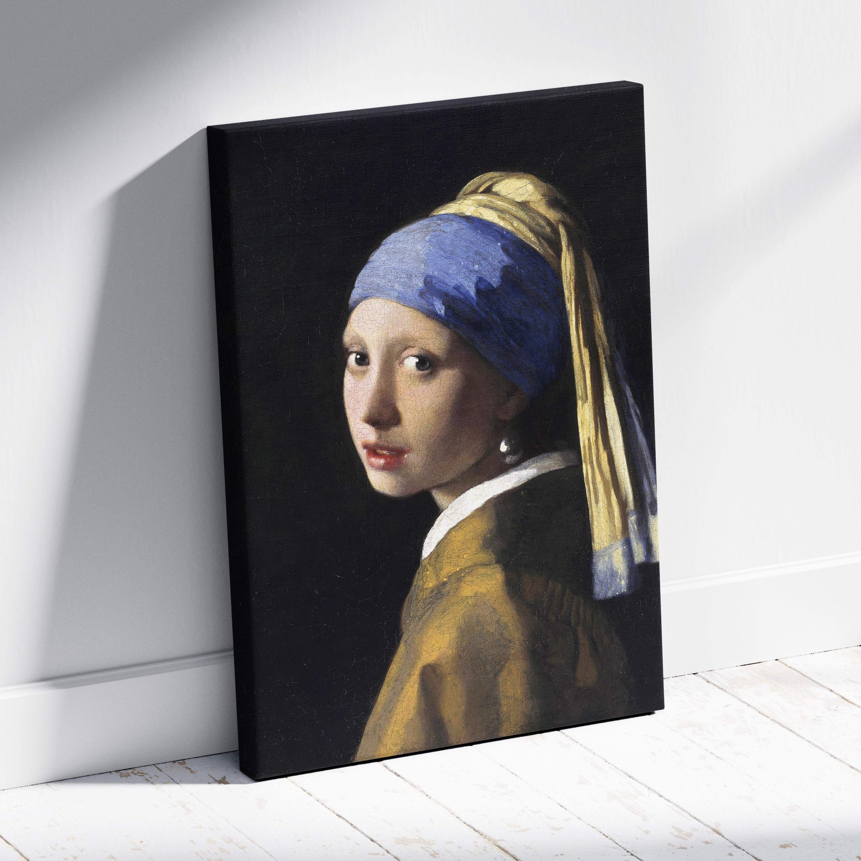 Black-framed canvas print of Vermeers Girl With A Pearl Earring