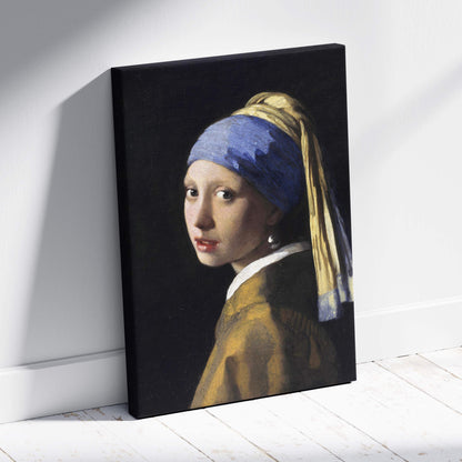 Black-framed canvas print of Vermeers Girl With A Pearl Earring