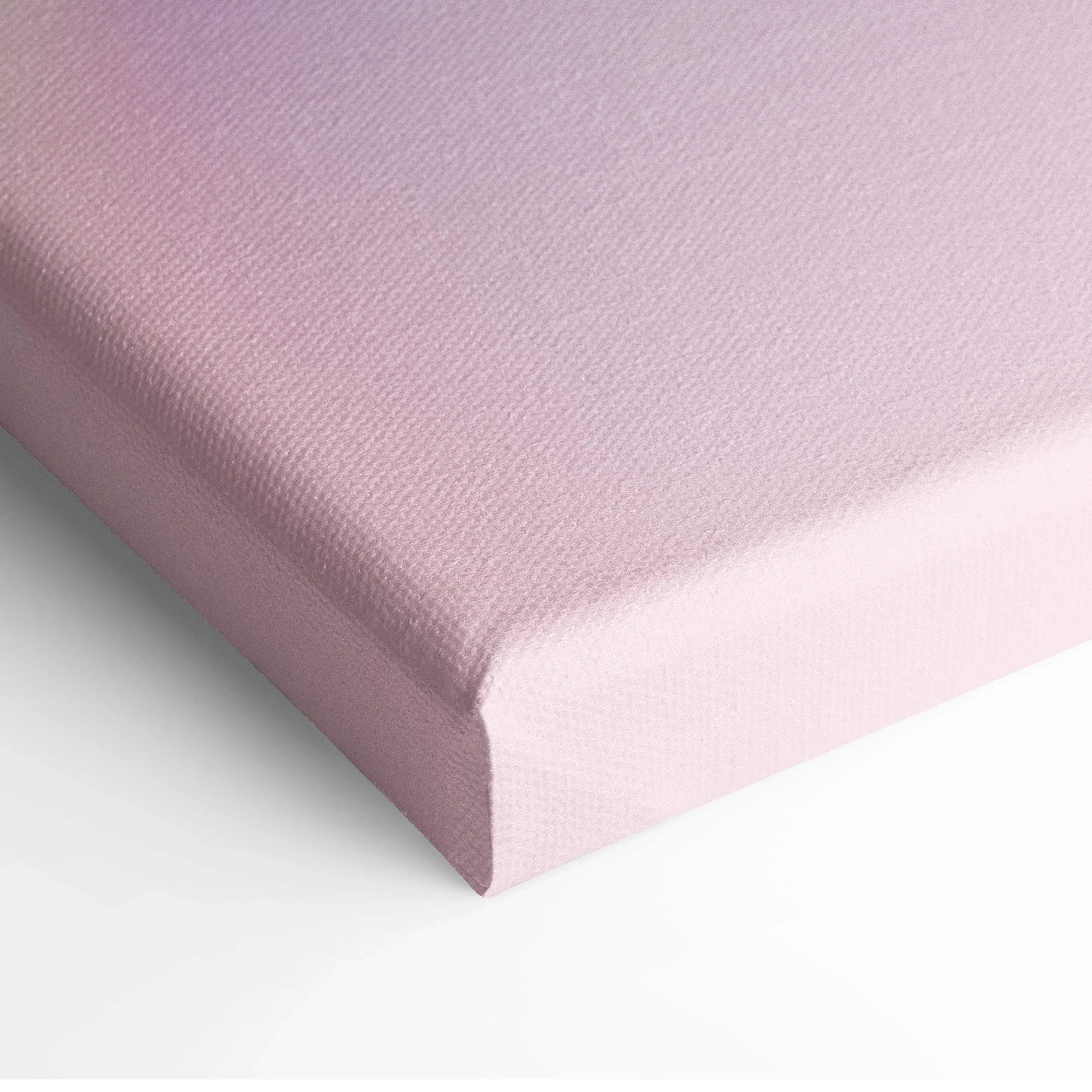 A soft lavender pastel pink abstract fluid art canvas print with textured woven surface and clean framed edges