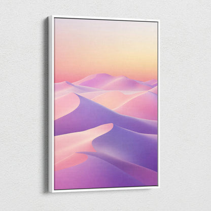 Minimalist colorful dunes wall art canvas print with soft pink and purple tones for modern decor.
