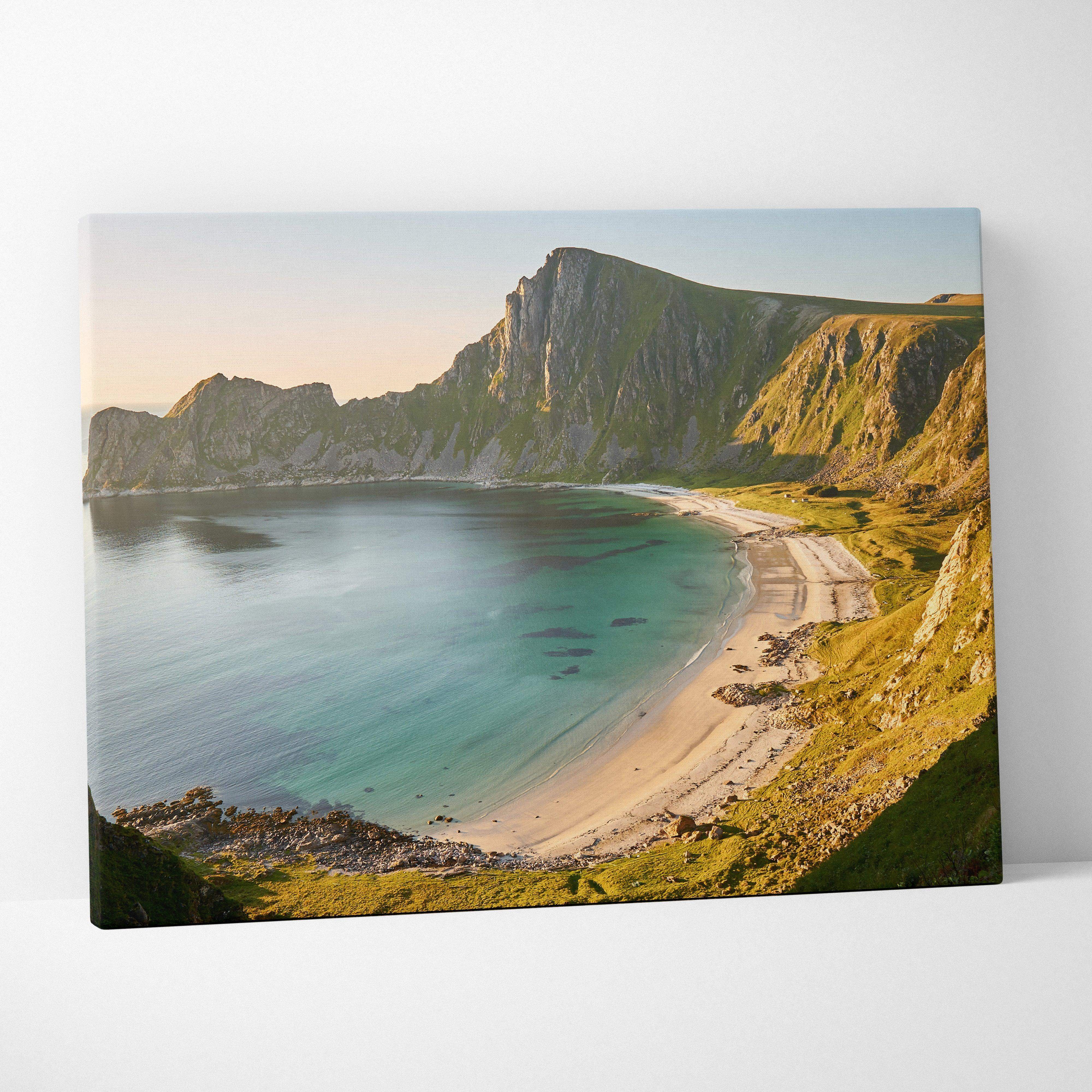 Canvas print of Hidden Beach Norway serene turquoise seascape