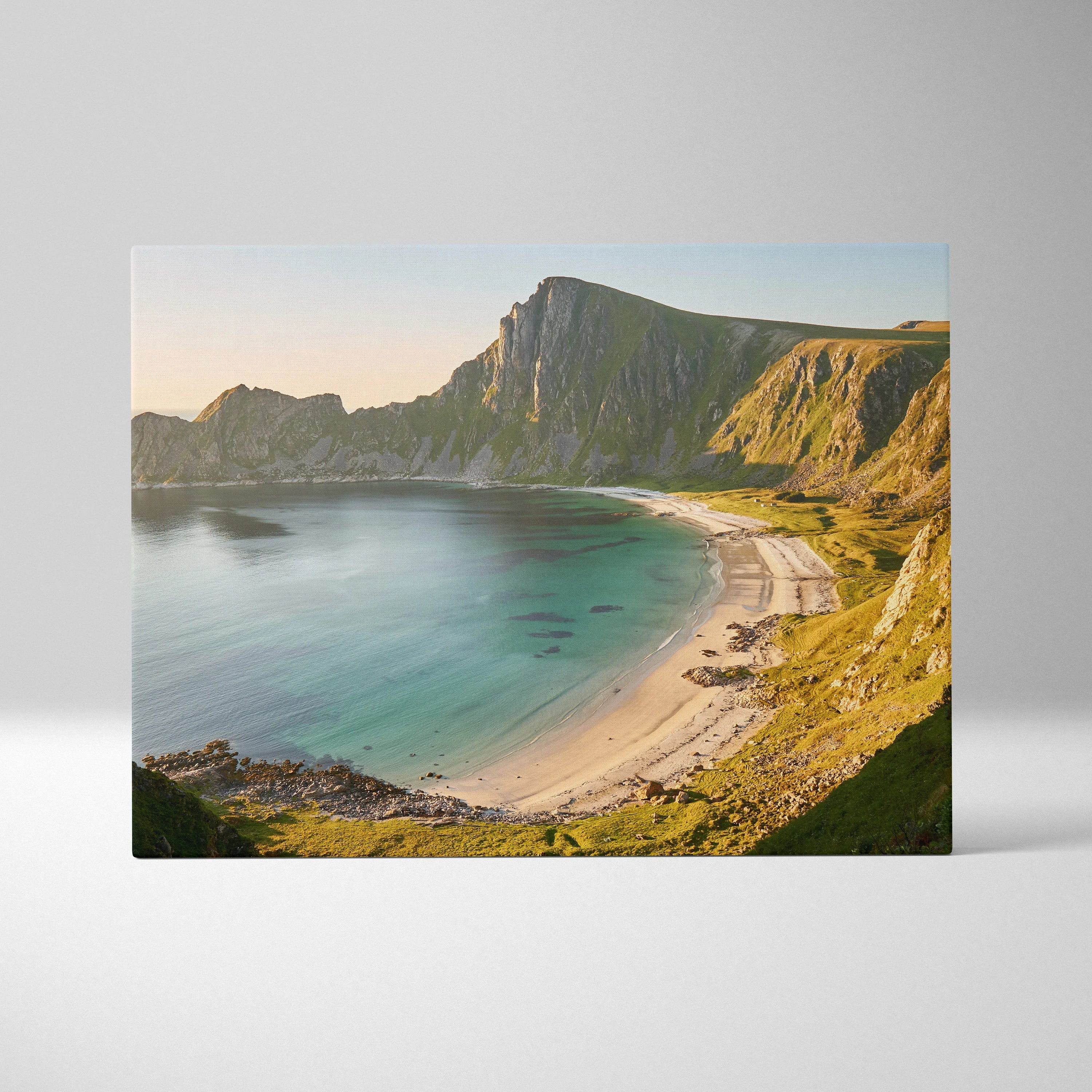 High-Resolution Serene Hidden Beach In Norway Coastal Canvas Wall Art For Home Decor