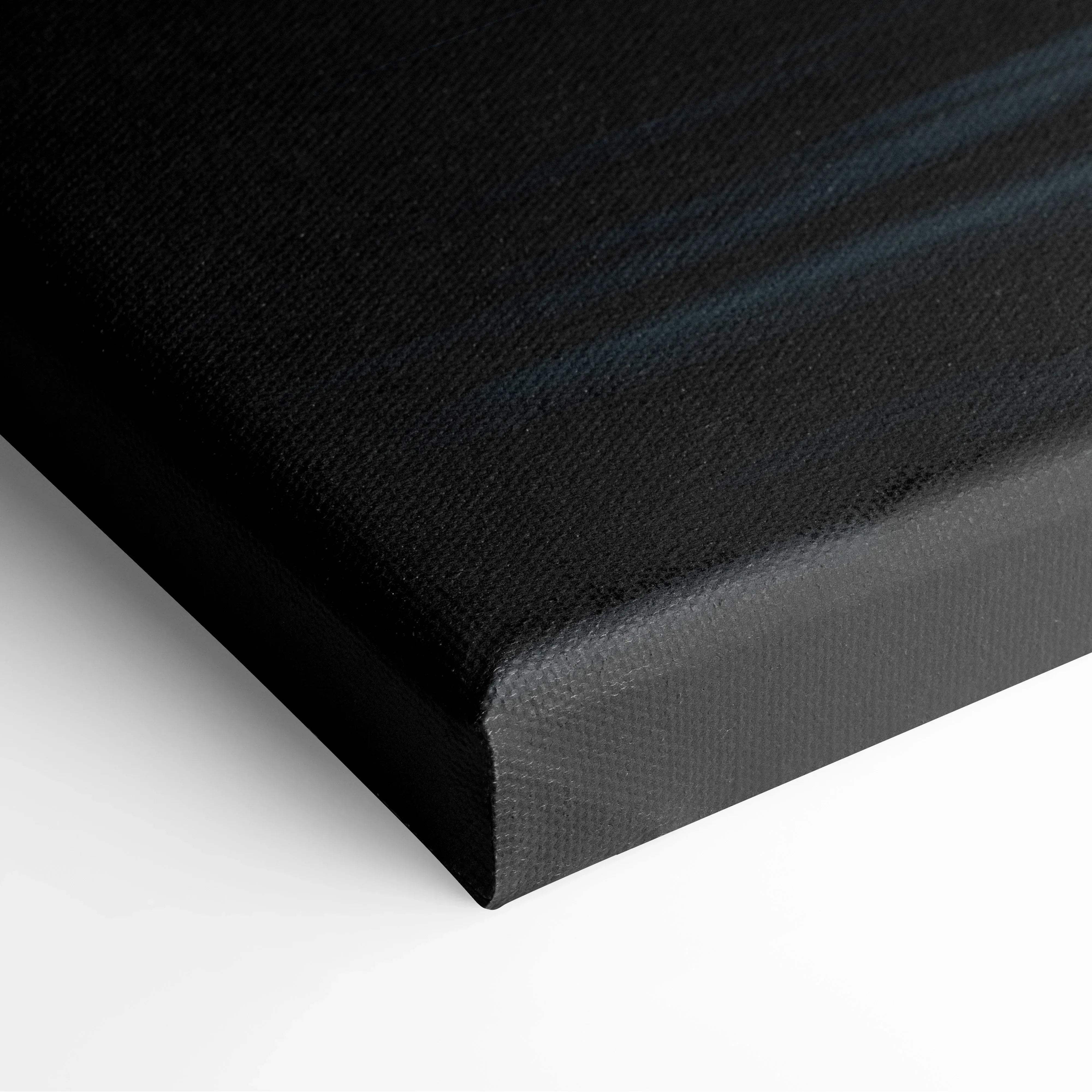 Moody abstract crystal cluster floating canvas wall art with dark atmospheric glow on black textured canvas print