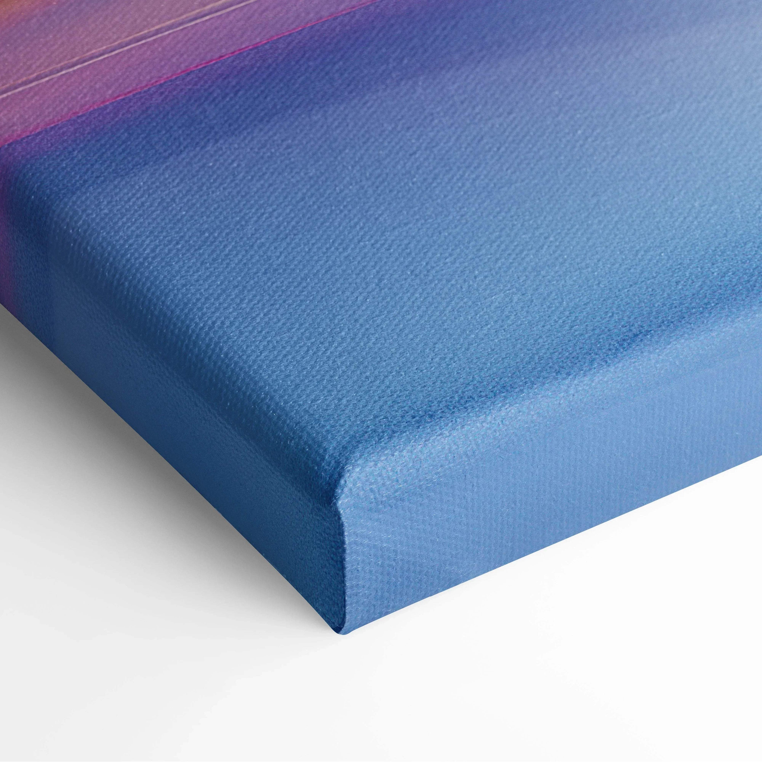 Abstract digital art canvas wall decor with blue and purple gradient tones and subtle texture.