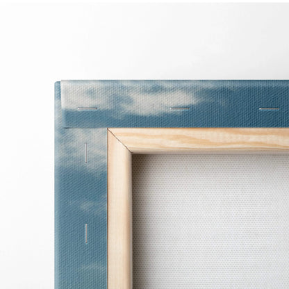 Minimalist canvas print of heart-shaped tree on green hill under blue sky
