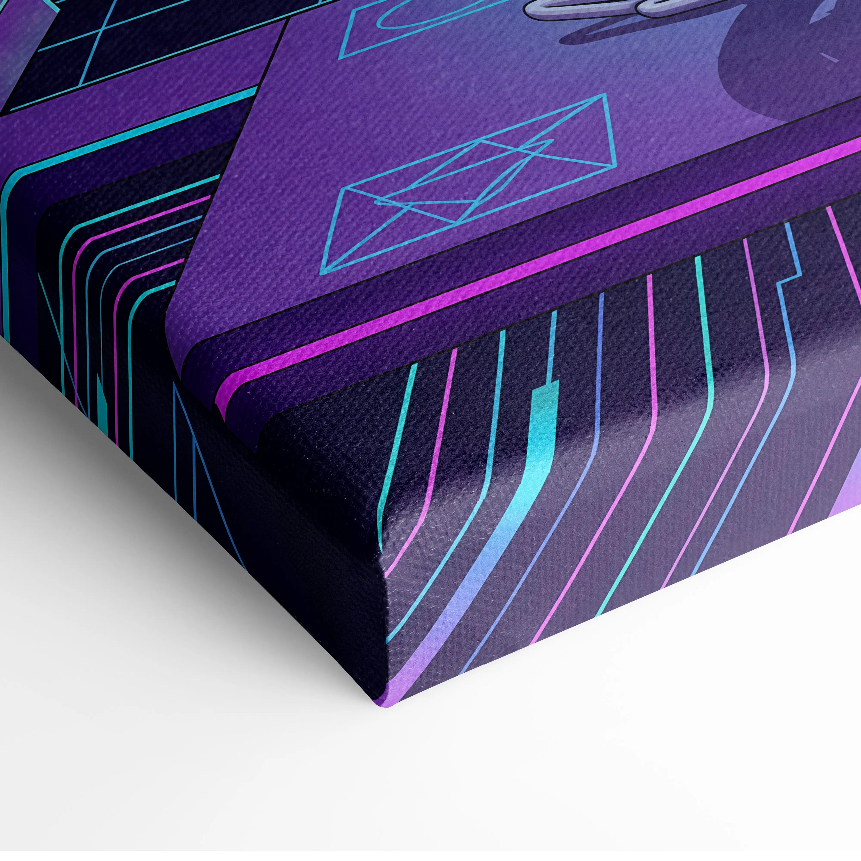 Yamaha YZF-R6 Inspired Blue Purple Motorcycle Canvas Wall Art Vaporwave Neon Futuristic Garage Decor Cyberpunk Sportbike Artwork