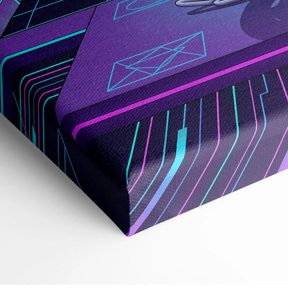 Yamaha YZF-R6 Inspired Blue Purple Motorcycle Canvas Wall Art Vaporwave Neon Futuristic Garage Decor Cyberpunk Sportbike Artwork