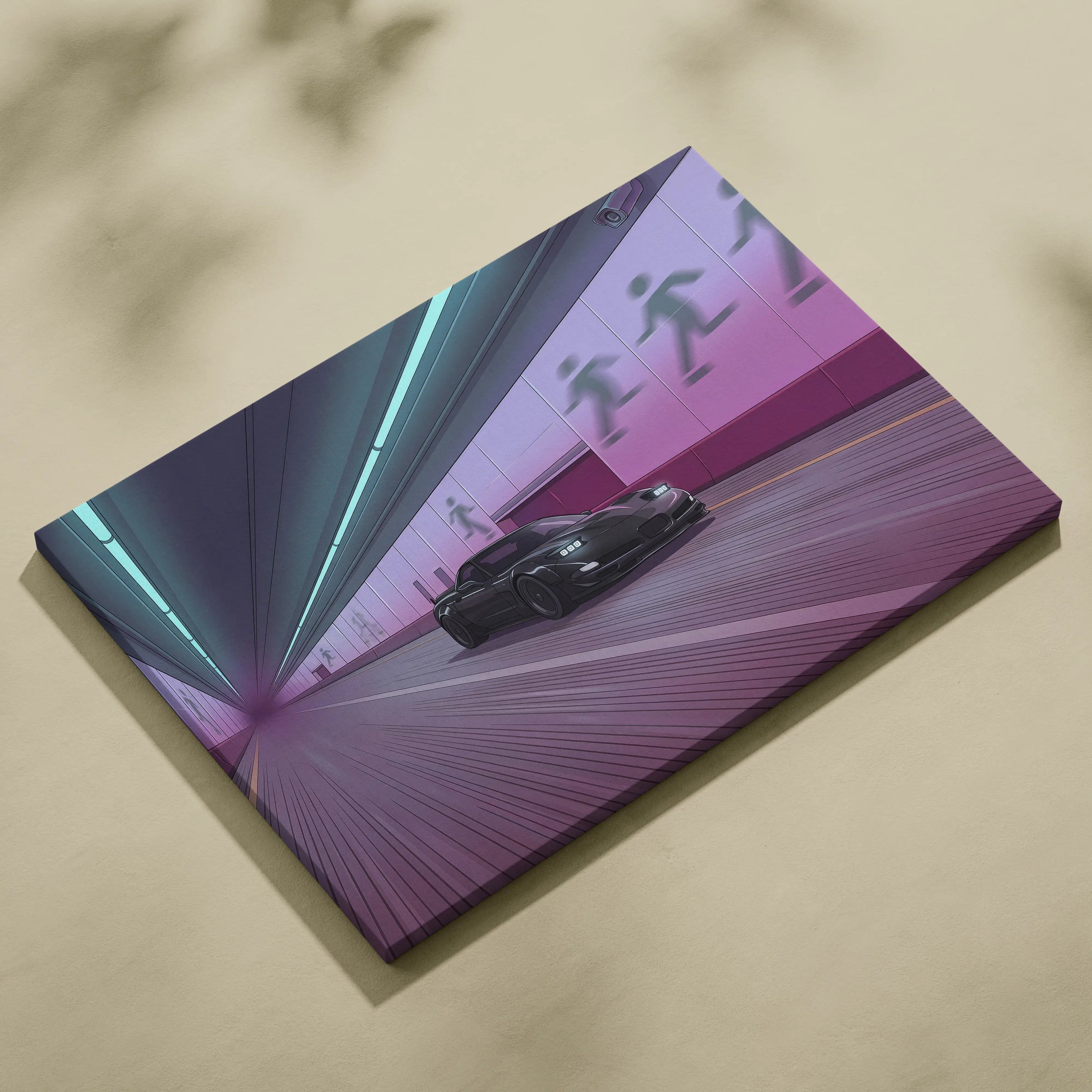 Chevrolet C5 Z06 Corvette Inspired Vaporwave Car Canvas Art - Vaporwave Car Neon Living Room Retro Mood Nostalgic Decor Neon Canvas