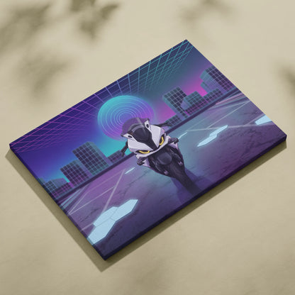 BMW S1000RR Inspired White Purple Motorcycle Canvas Wall Art Vaporwave Neon Sportbike Garage Decor Futuristic Racing Artwork