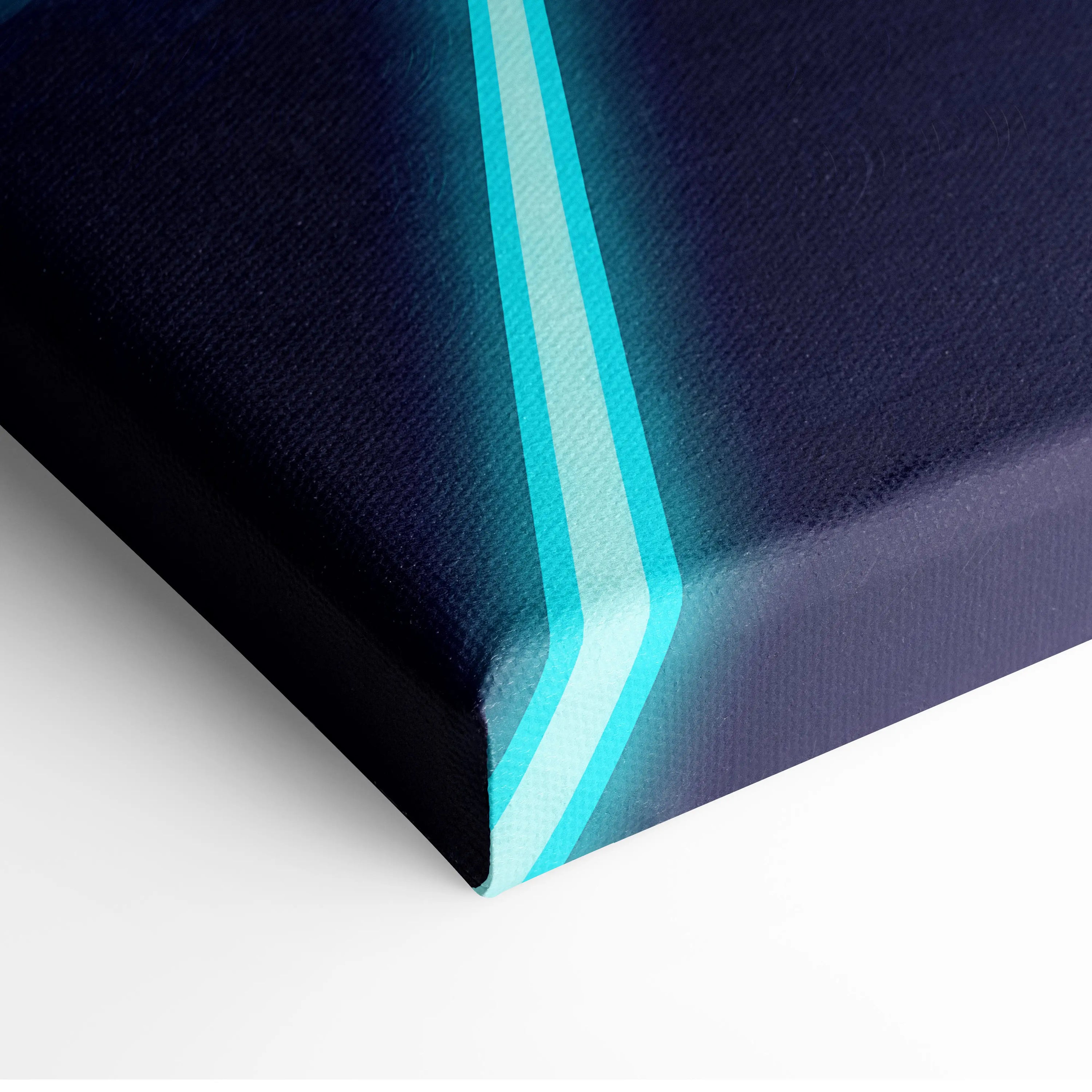 Porsche Taycan Inspired White Blue Canvas Wall Art Vaporwave Neon Garage Sports Car Artwork, Cyberpunk Mountain EV Decor